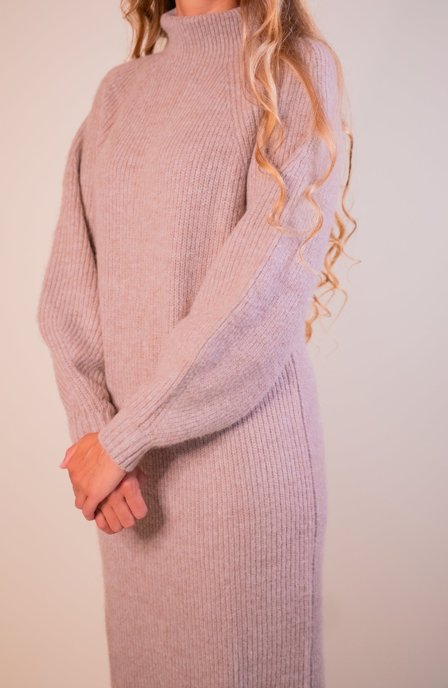 The Anna Mockneck Sweater Dress in Mocha