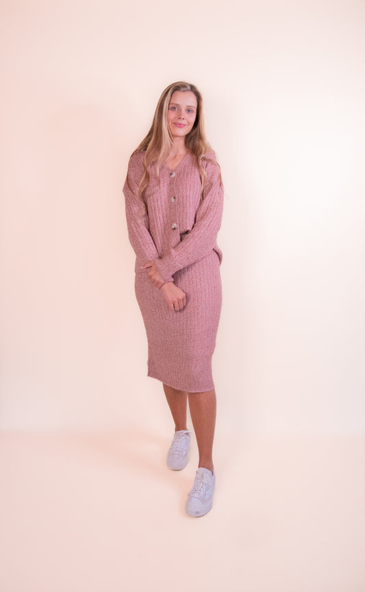 RESTOCKED - The Hayden Knit Sweater Set in Rose