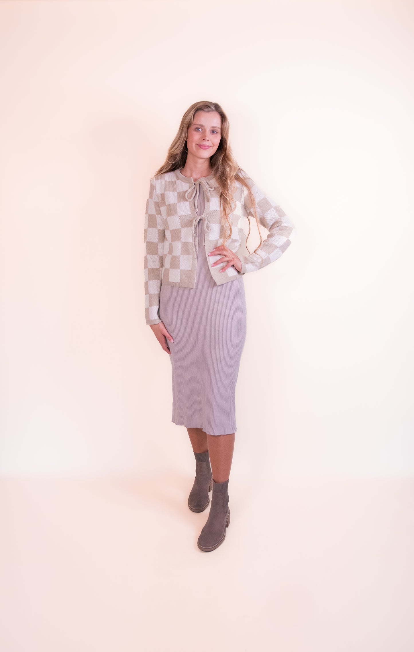 The Lainey Checkered Bow Cardigan