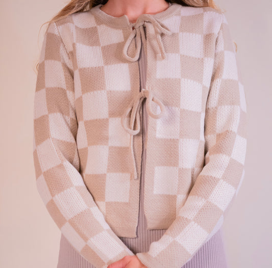 The Lainey Checkered Bow Cardigan