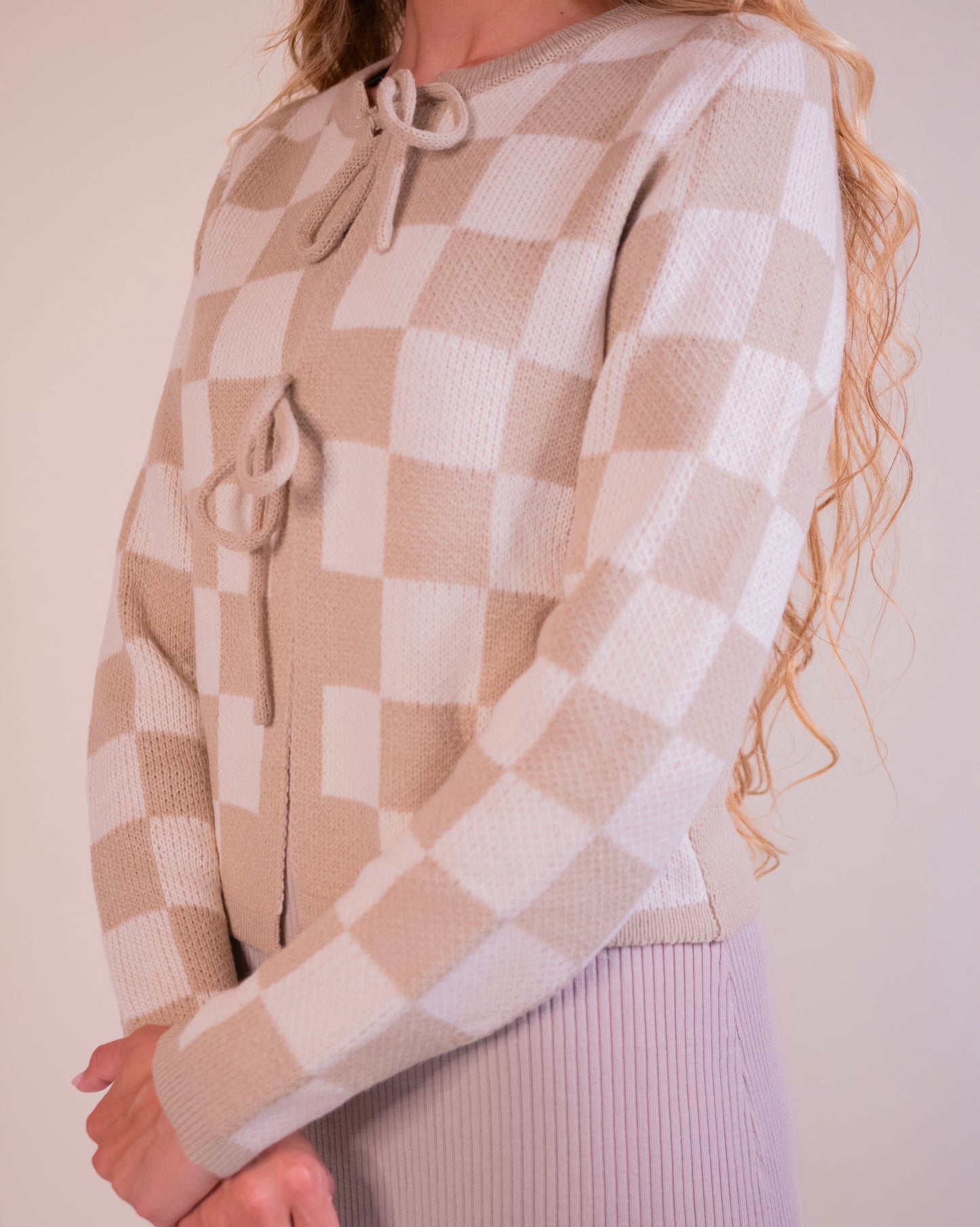 The Lainey Checkered Bow Cardigan