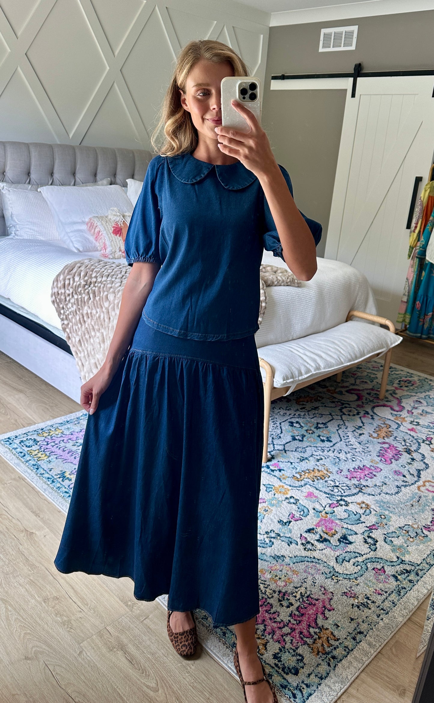 The Birdie Denim Skirt Set