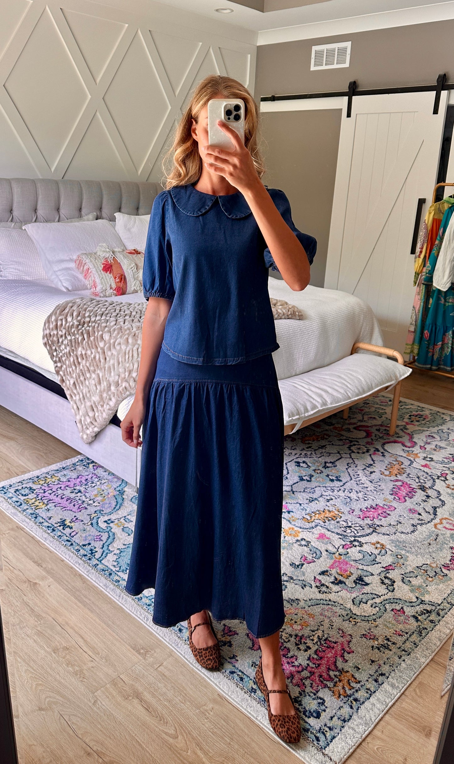 The Birdie Denim Skirt Set