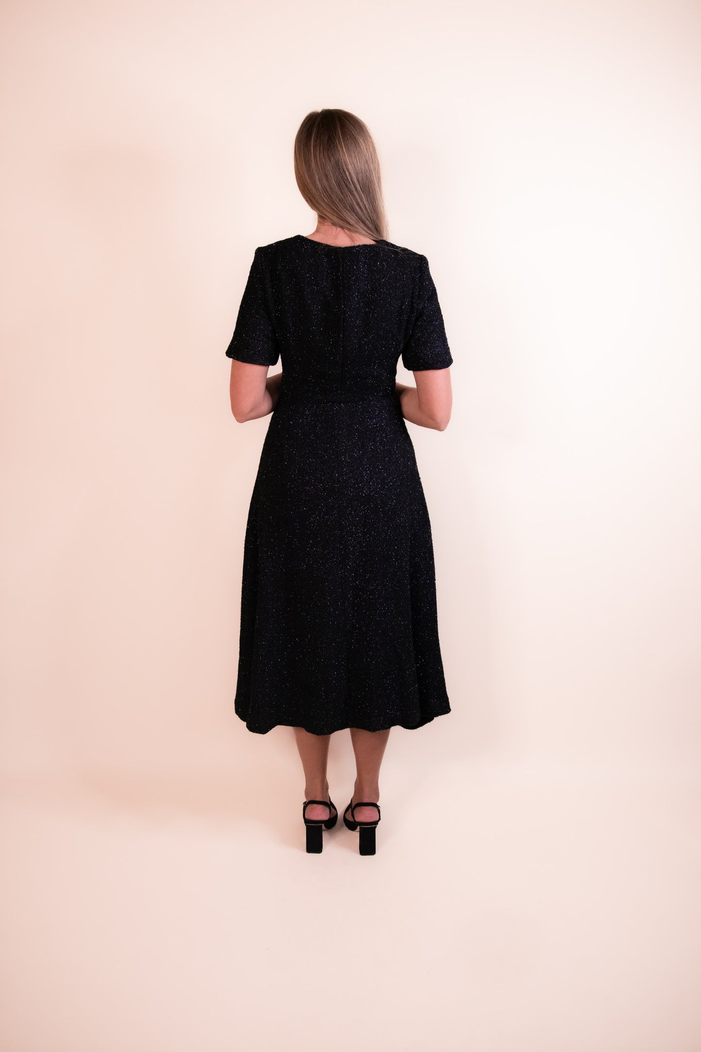 RESTOCKED - The Blair Dress in Black Tweed