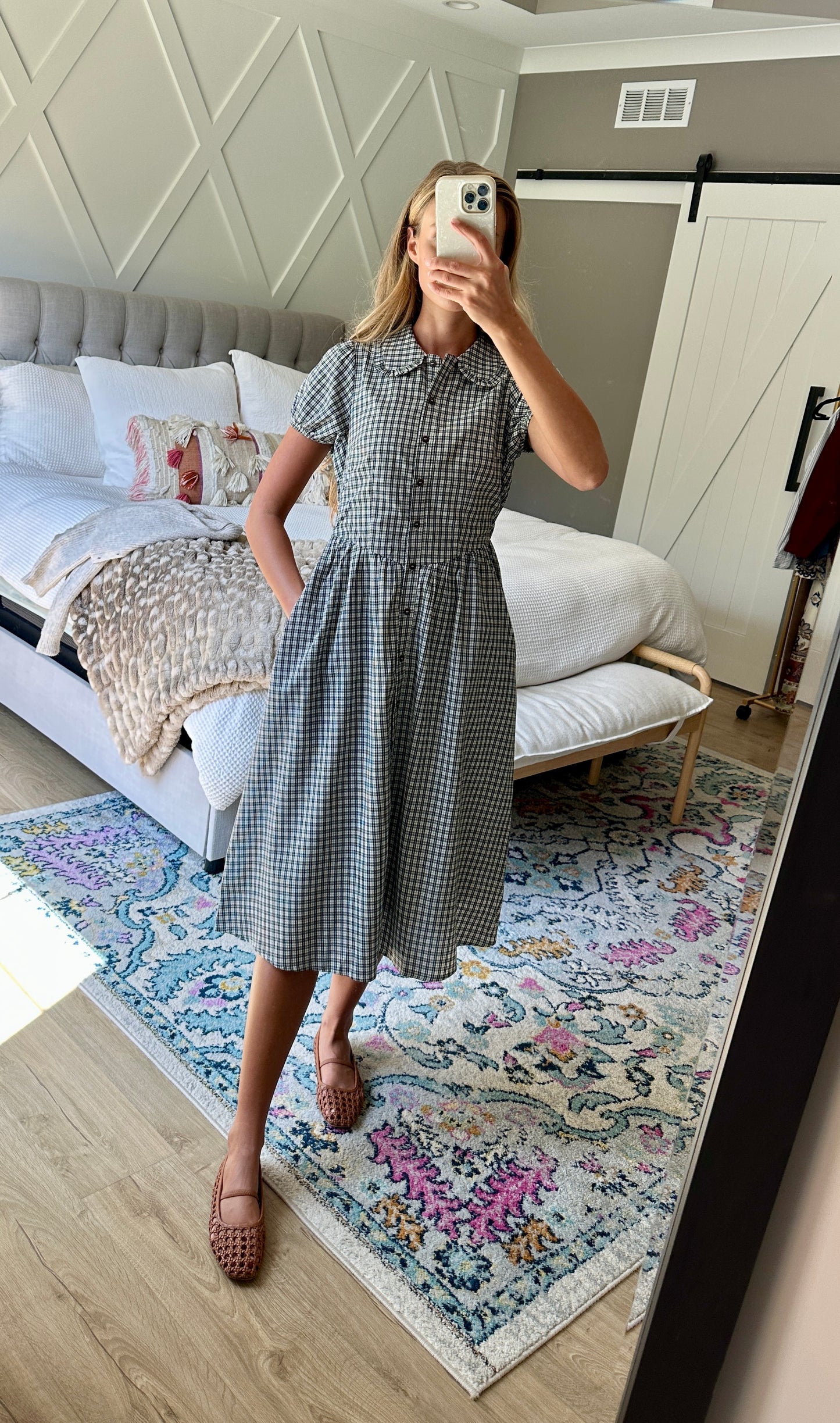 The Collette Shirt Dress in Navy Plaid - 100% Cotton