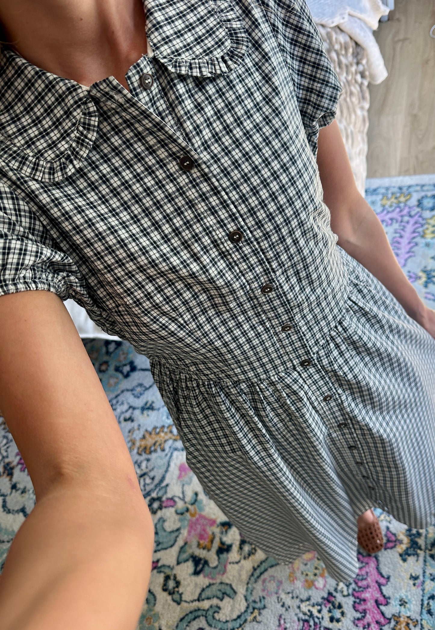 The Collette Shirt Dress in Navy Plaid - 100% Cotton