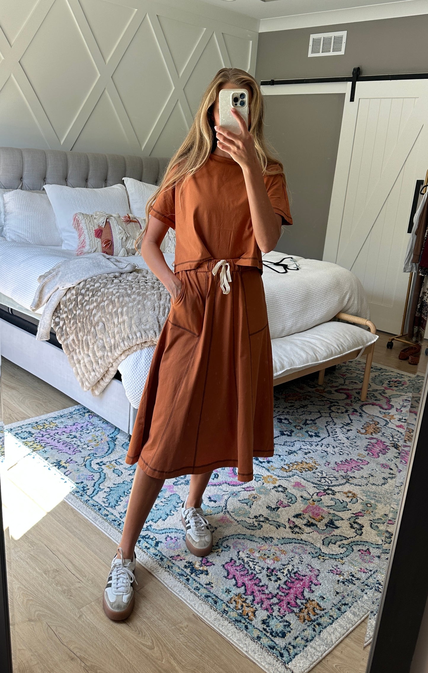 The Marley Lounge Set in Rust - 100% Cotton