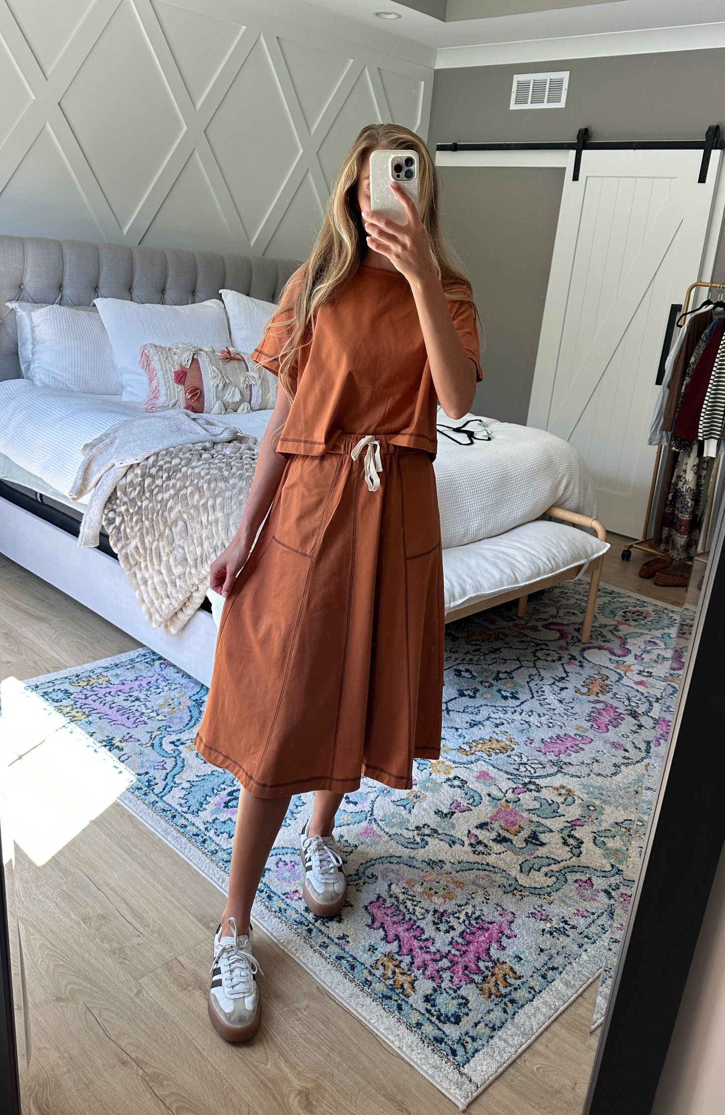 The Marley Lounge Set in Rust - 100% Cotton
