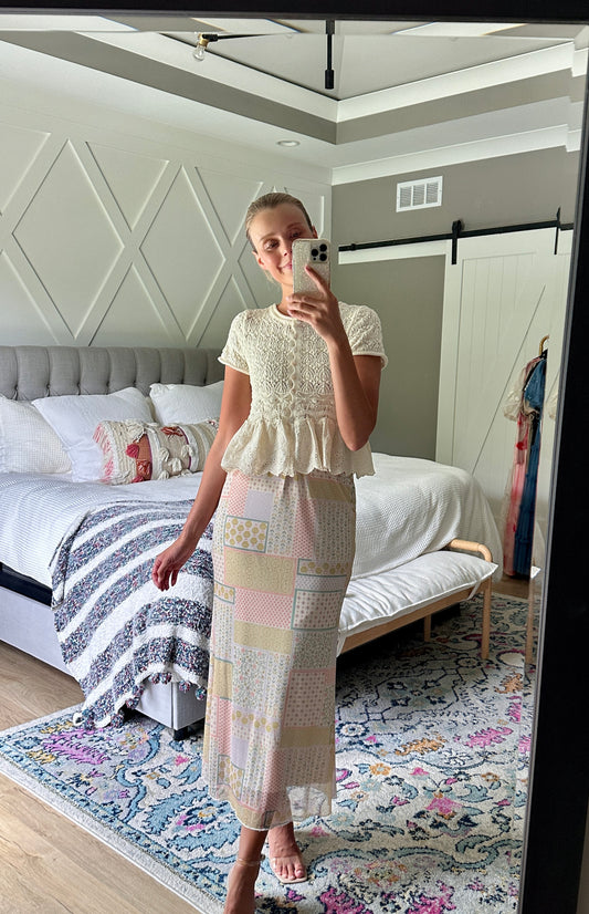 The Haven Crochet Babydoll Top in Buttercream