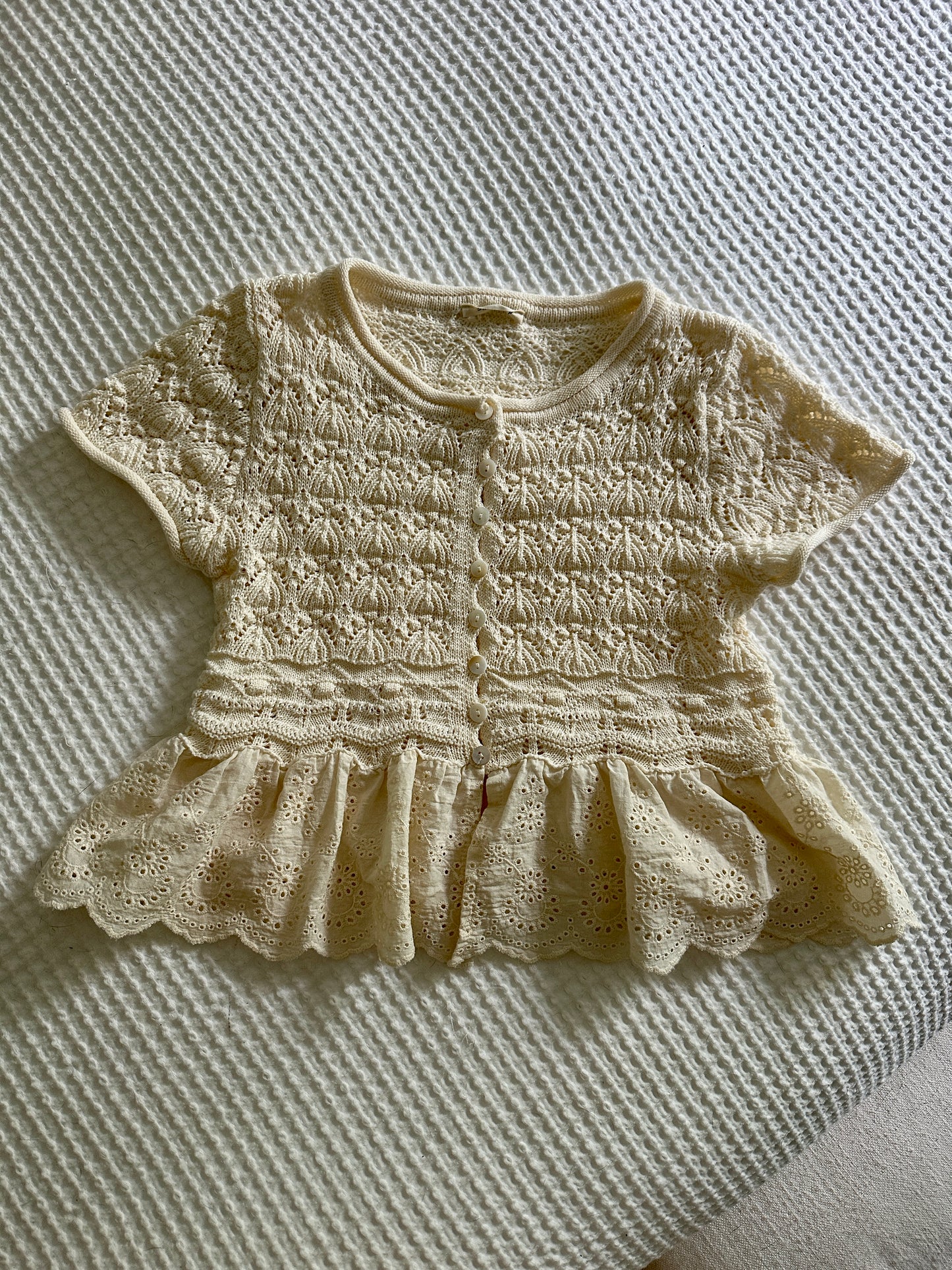 The Haven Crochet Babydoll Top in Buttercream