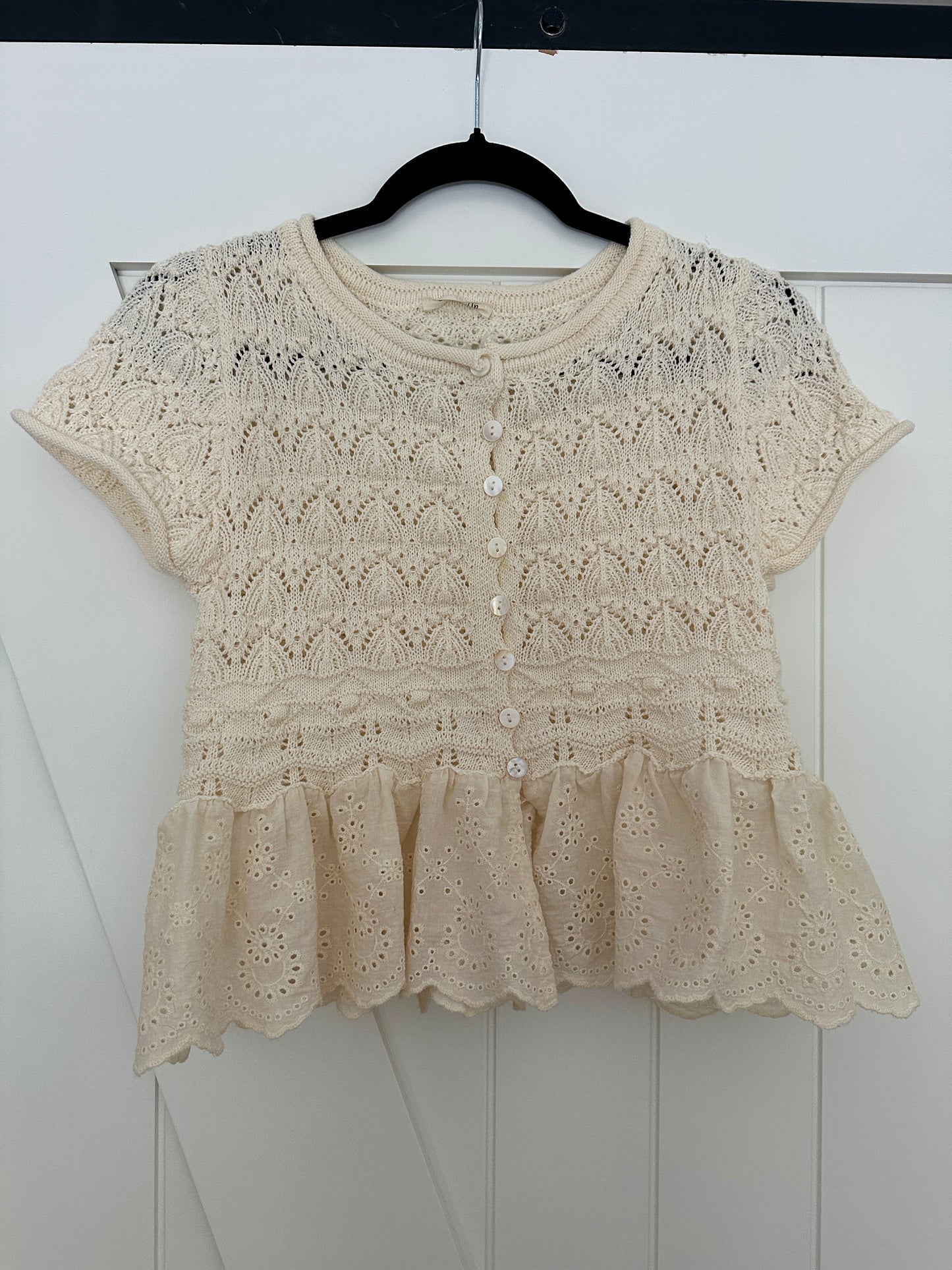 The Haven Crochet Babydoll Top in Buttercream
