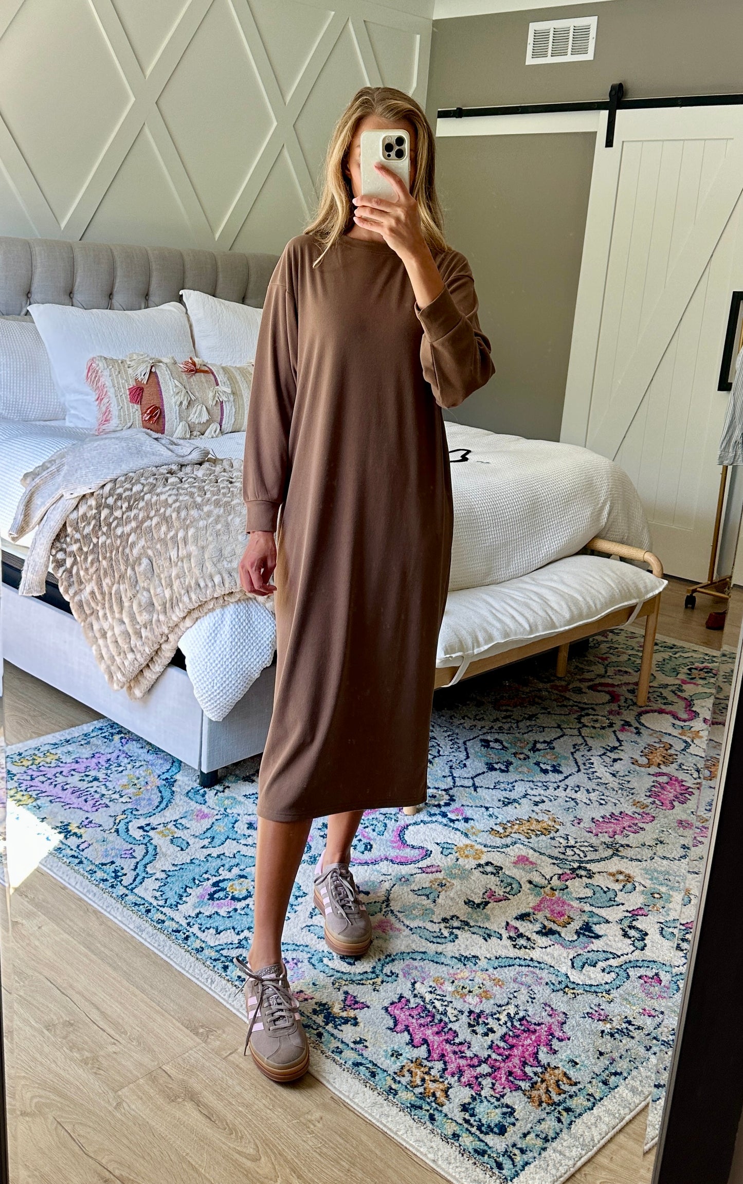 The Elliot Sweatshirt Dress in Chestnut