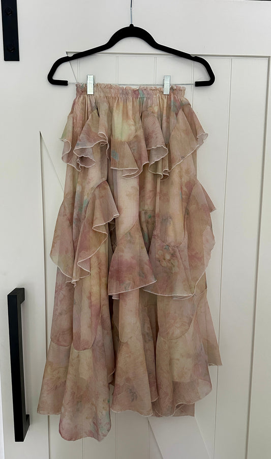 The Aria Ruffle Skirt in Watercolor Floral