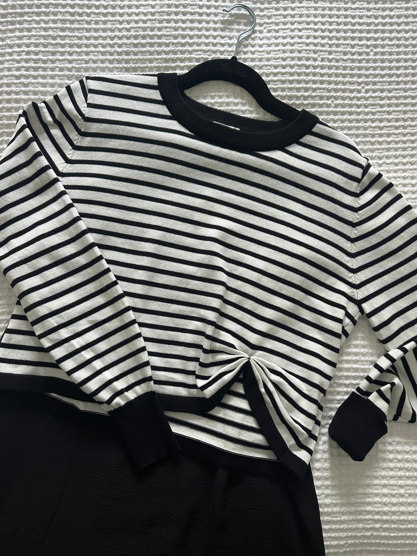 The Indi Knit Sweater & Dress Set - Black & Ivory Stripes