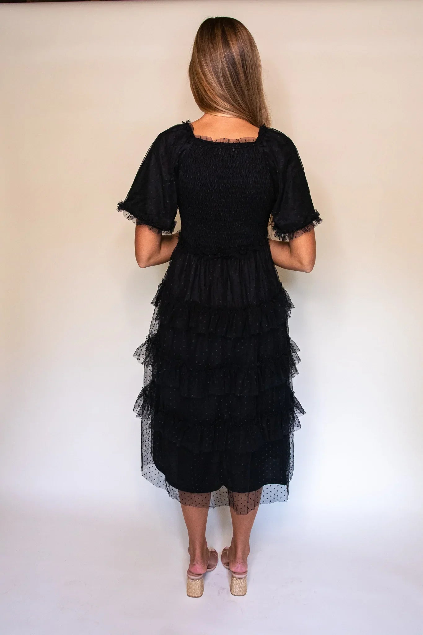 RESTOCKED - The Harper Smocked Tulle Dress in Black