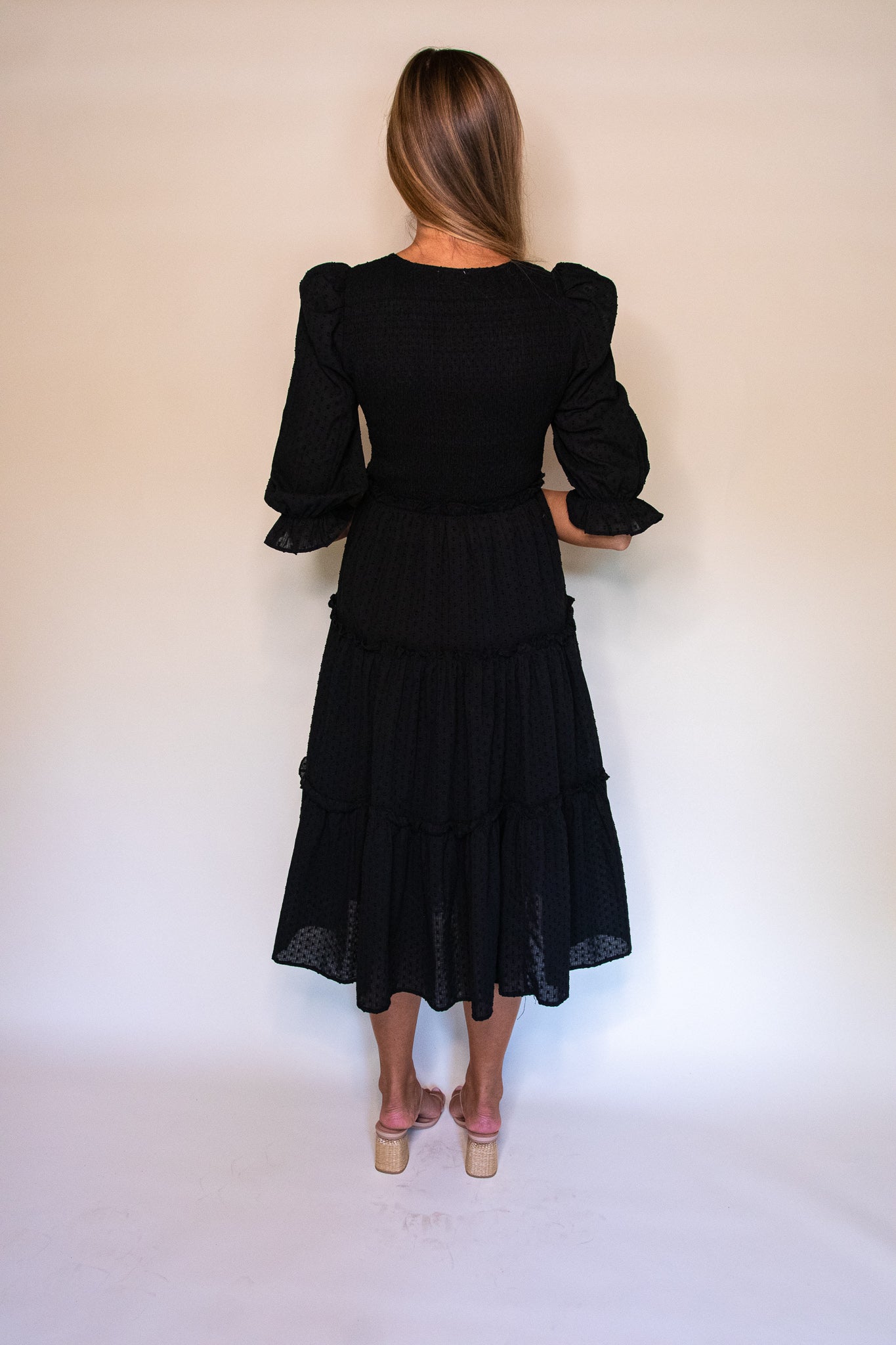 RESTOCKED - The Lexi Smocked Midi in Black