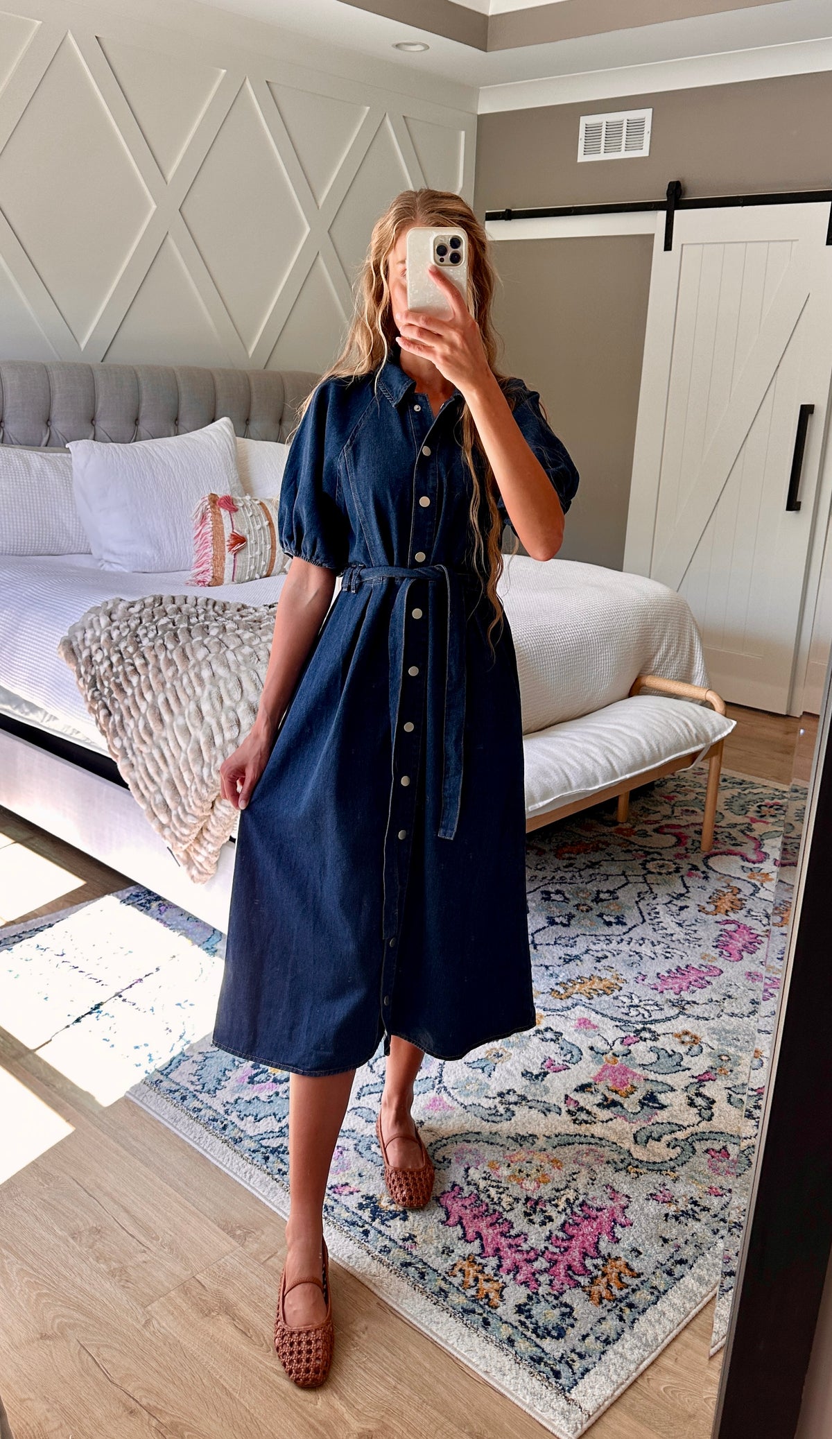 The Stella Snap Denim Shirt Dress