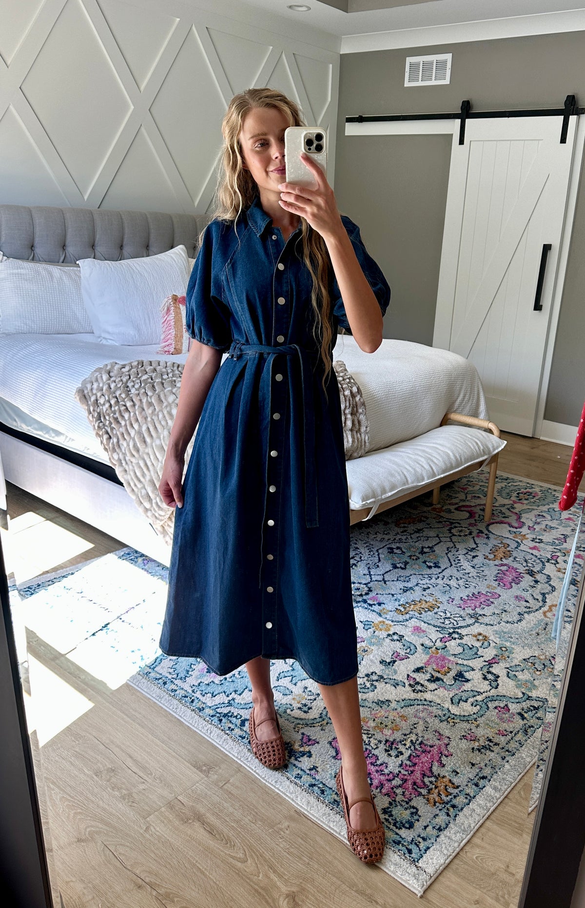 The Stella Snap Denim Shirt Dress