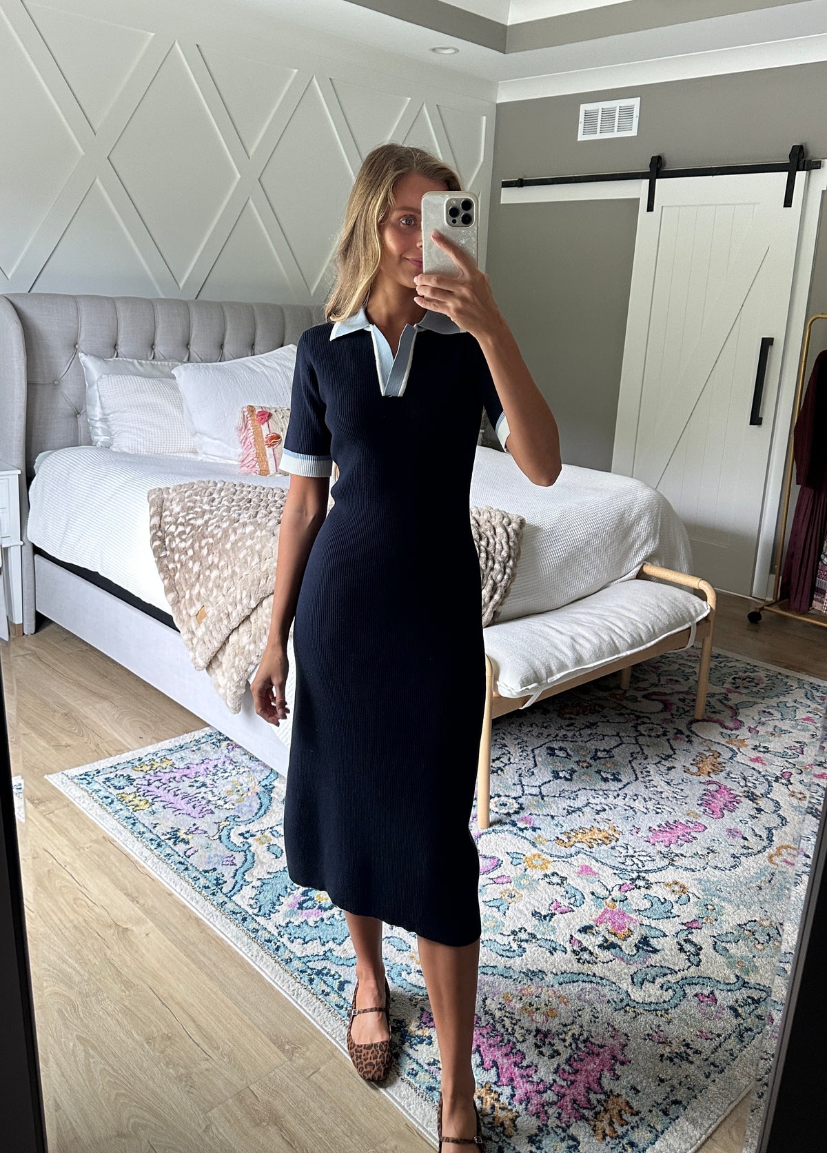 The Rhen Thick Ribbed Knit Polo Dress