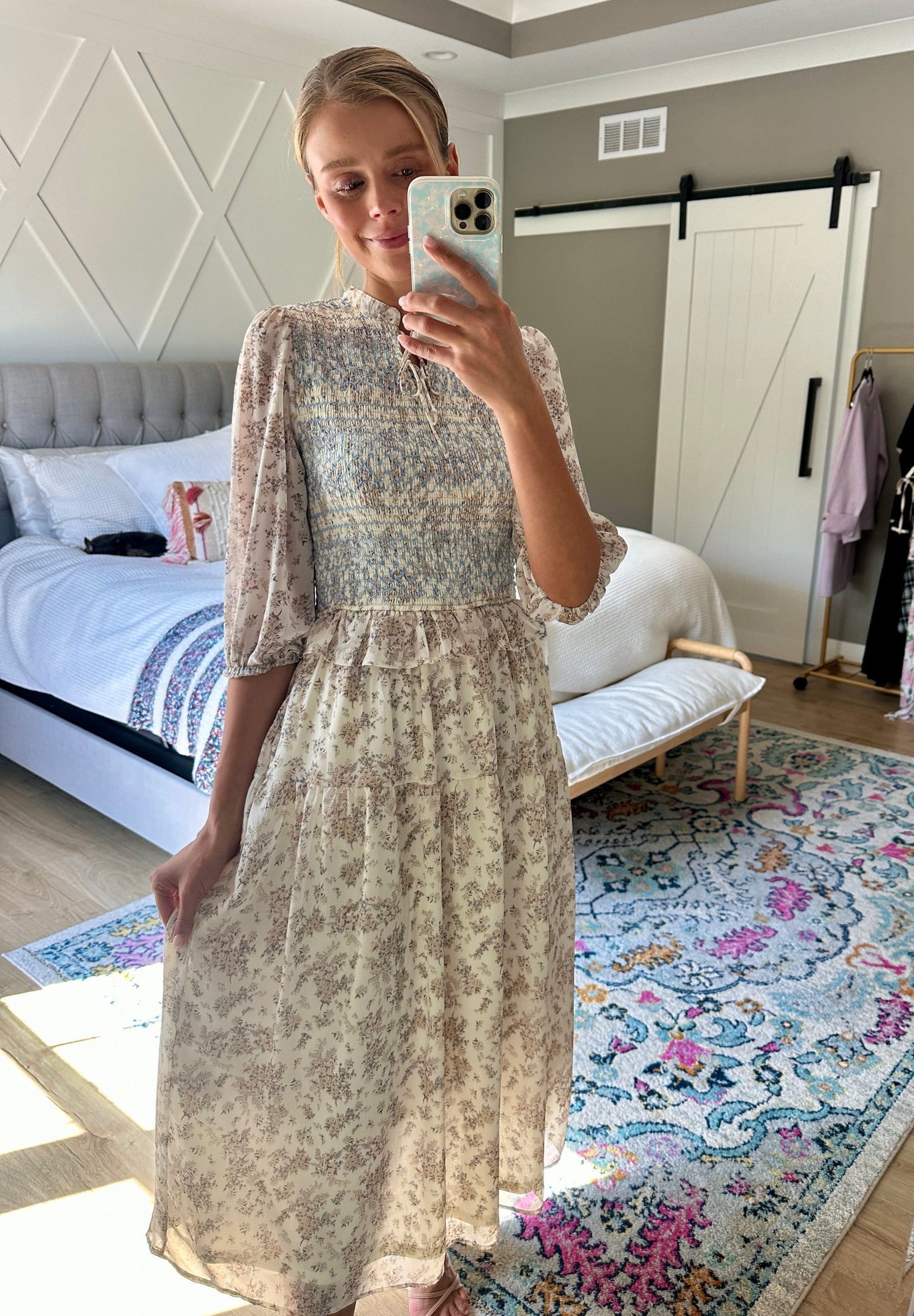 The Rory Smocked Fall Floral Dress