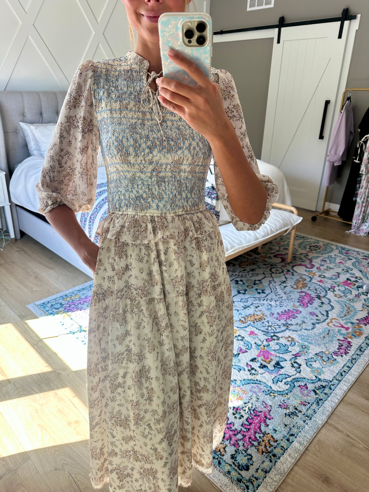 The Rory Smocked Fall Floral Dress