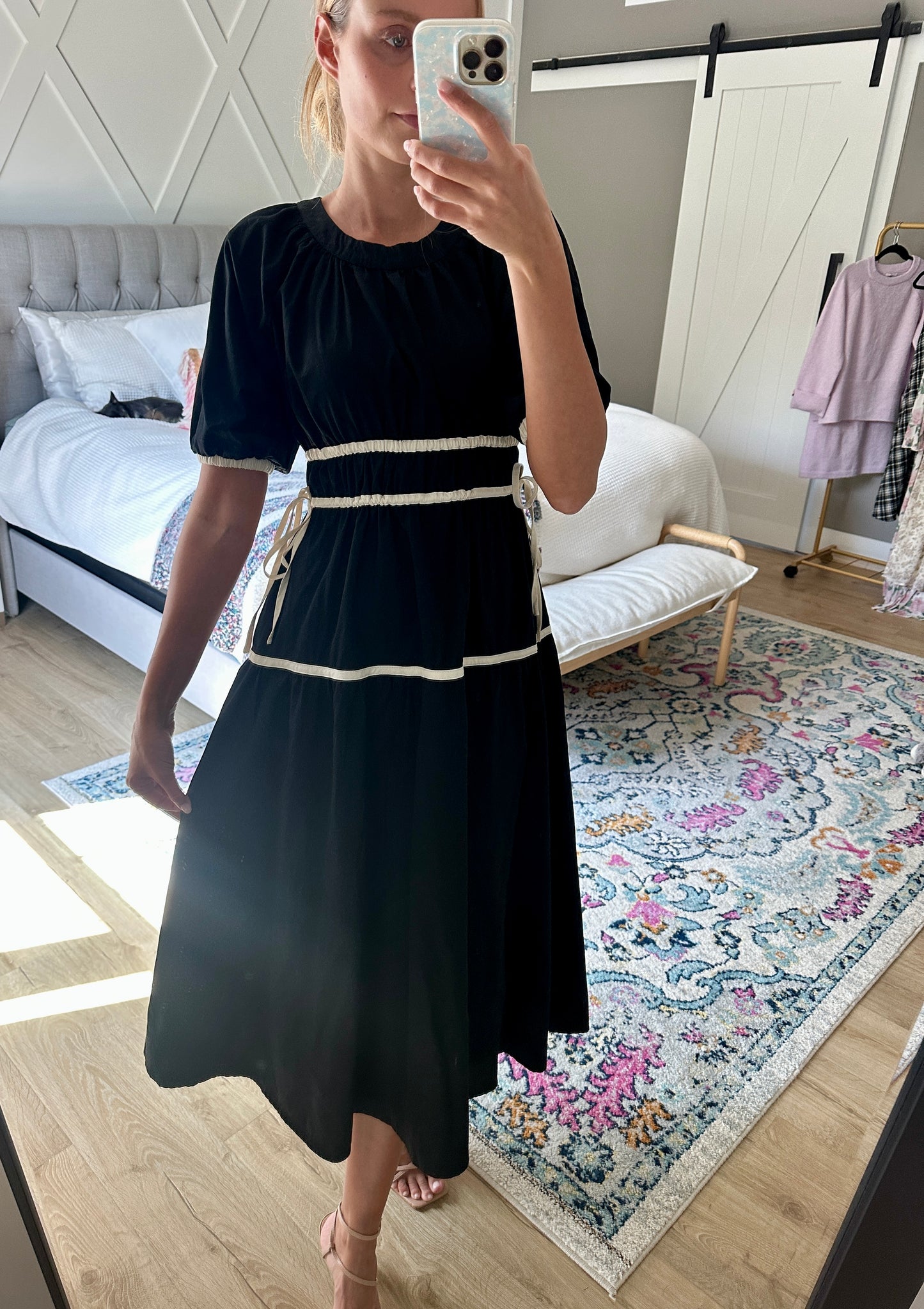 The Briar Bow Dress in Black and White