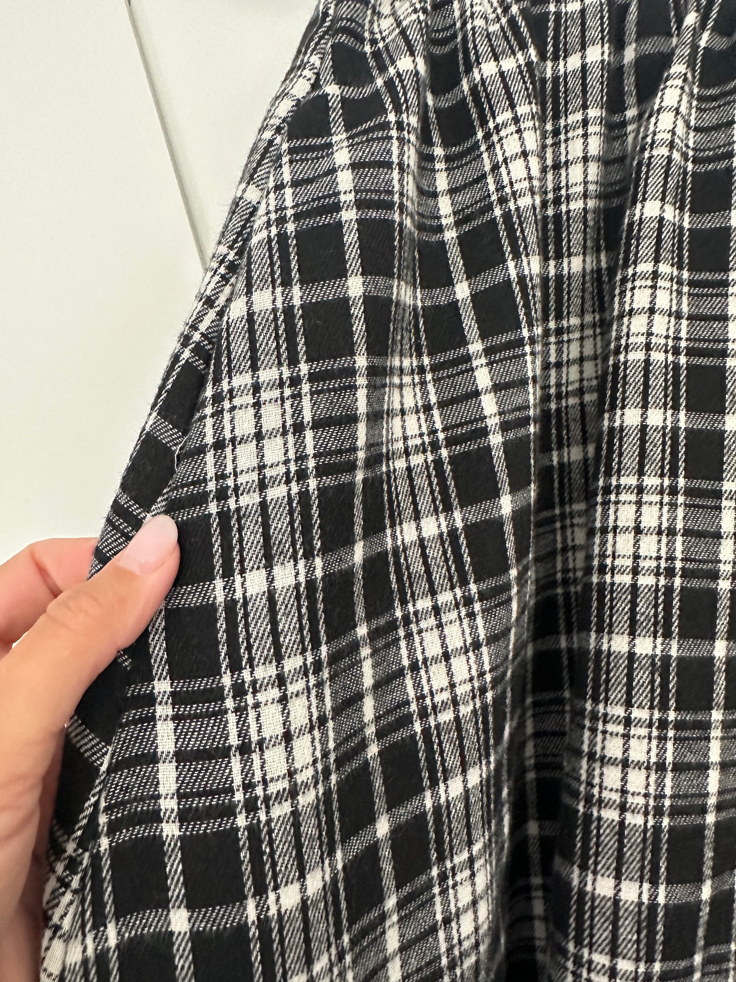 The Rowan Plaid Midi Skirt in Black & White