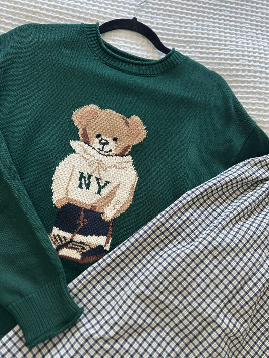 The Perfect Bear Knit Sweater in Hunter Green