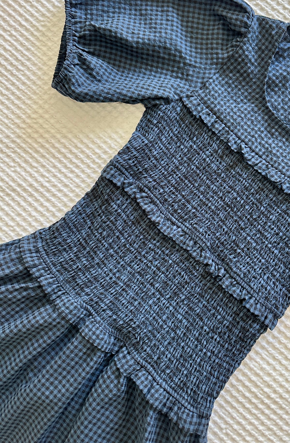 The Josie Smocked Dress in Navy Gingham