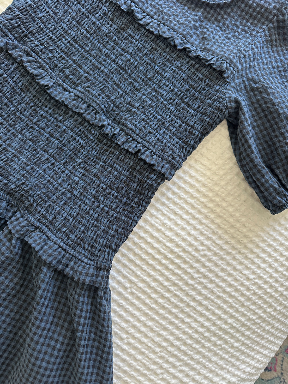 The Josie Smocked Dress in Navy Gingham