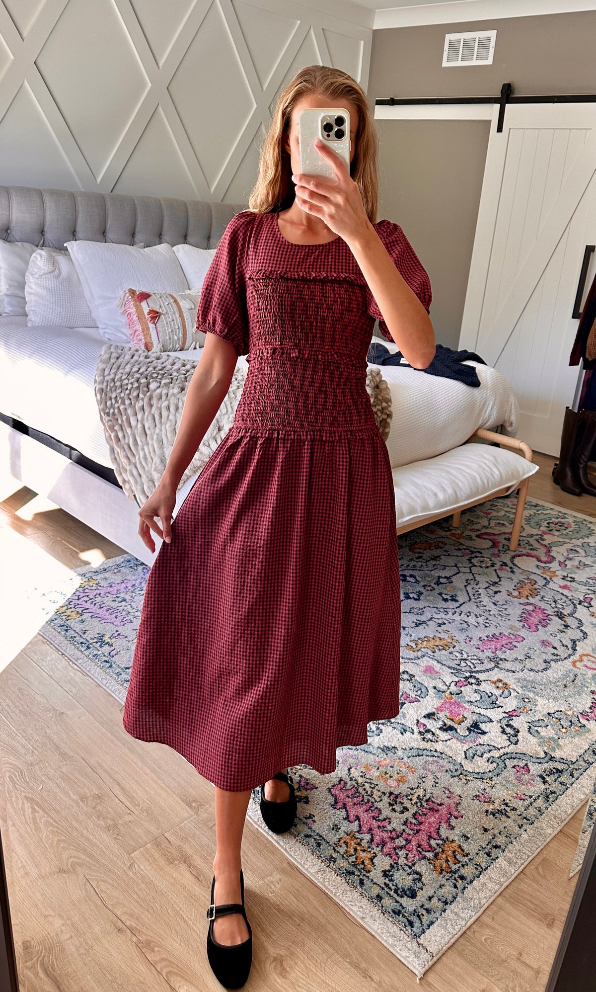 The Josie Smocked Dress in Red Gingham
