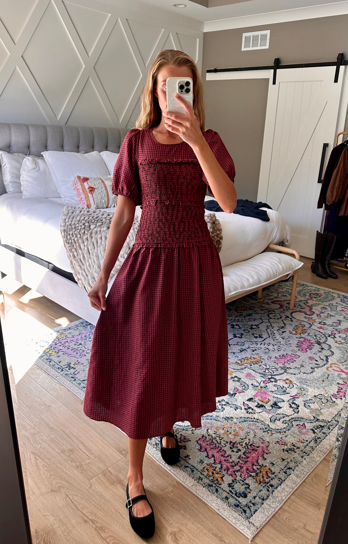 The Josie Smocked Dress in Red Gingham