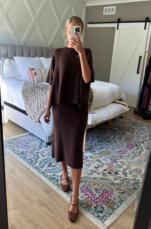 The Maeve Woven Skirt Set in Chocolate