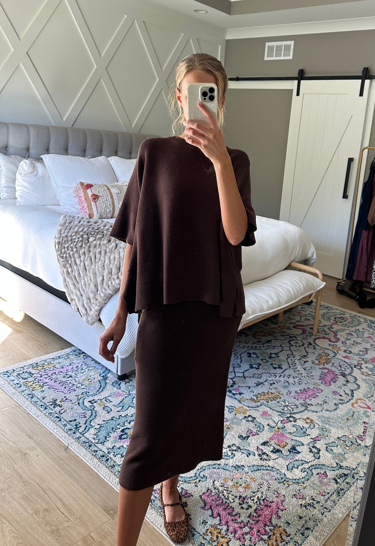 The Maeve Woven Skirt Set in Chocolate