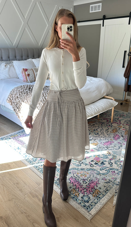 The Clara Skirt in Brown Plaid