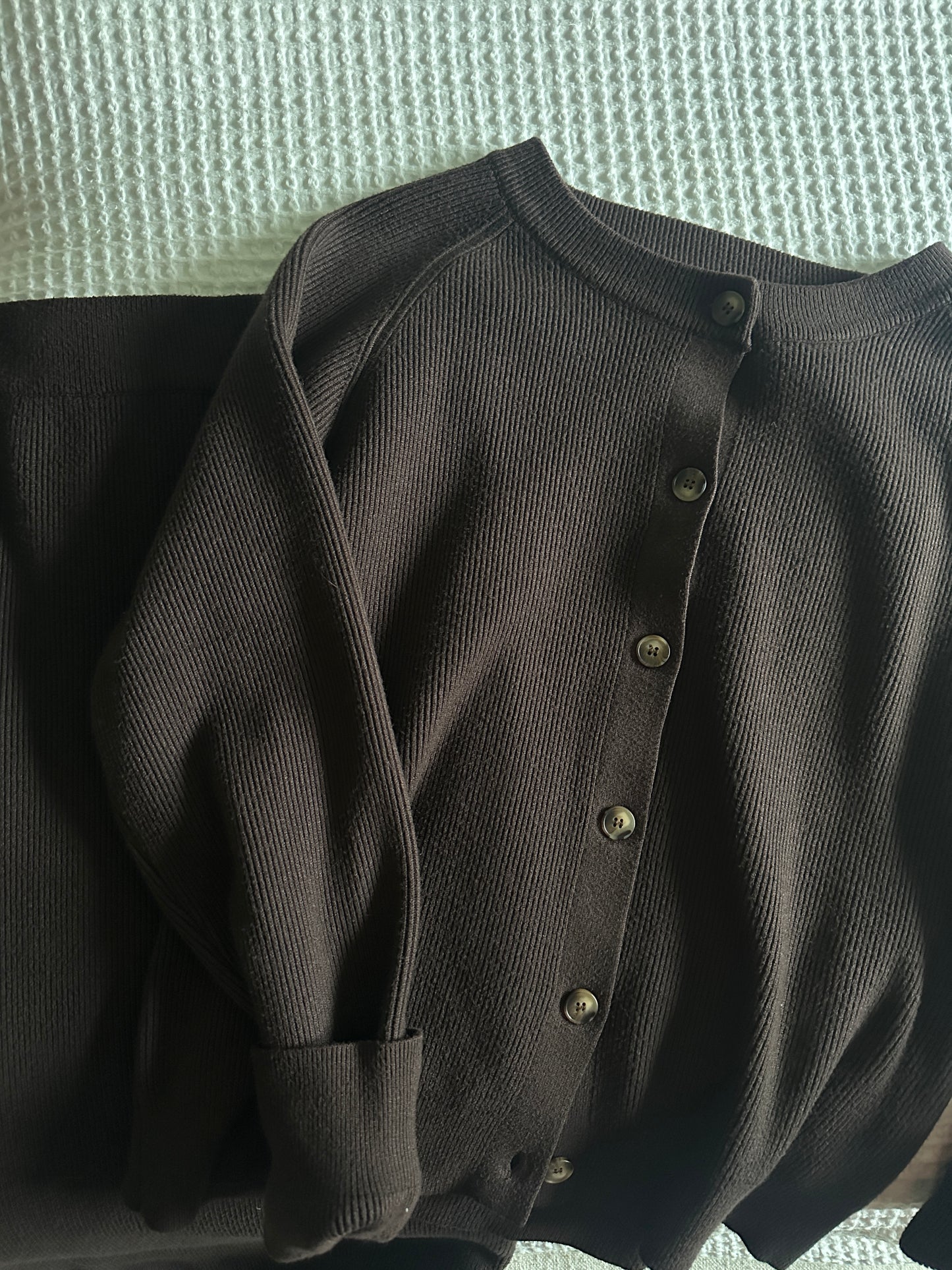 The Willow Ribbed Knit Sweater Set in Dark Cocoa