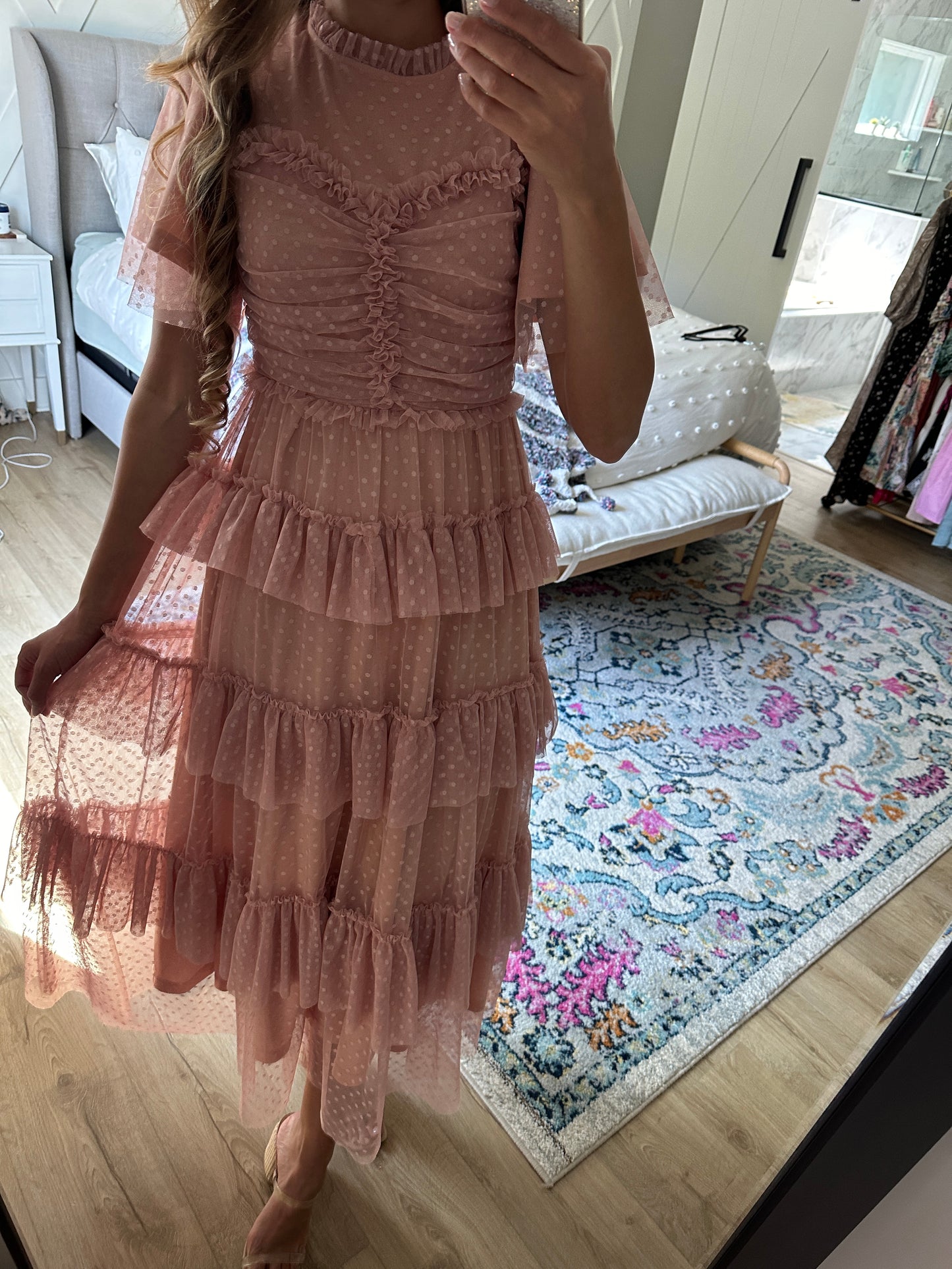 The Isabella Tulle Dress in Blush