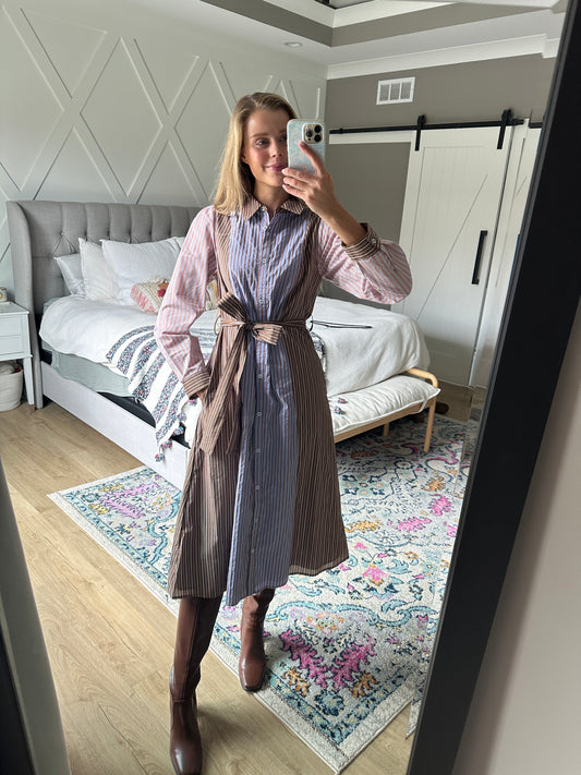 The Lauren Mixed Striped Shirt Dress