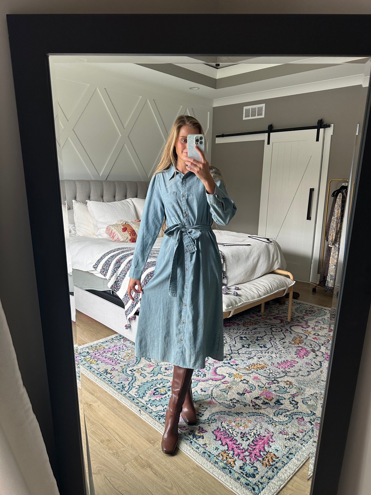 The Allison Chambray Shirt Dress