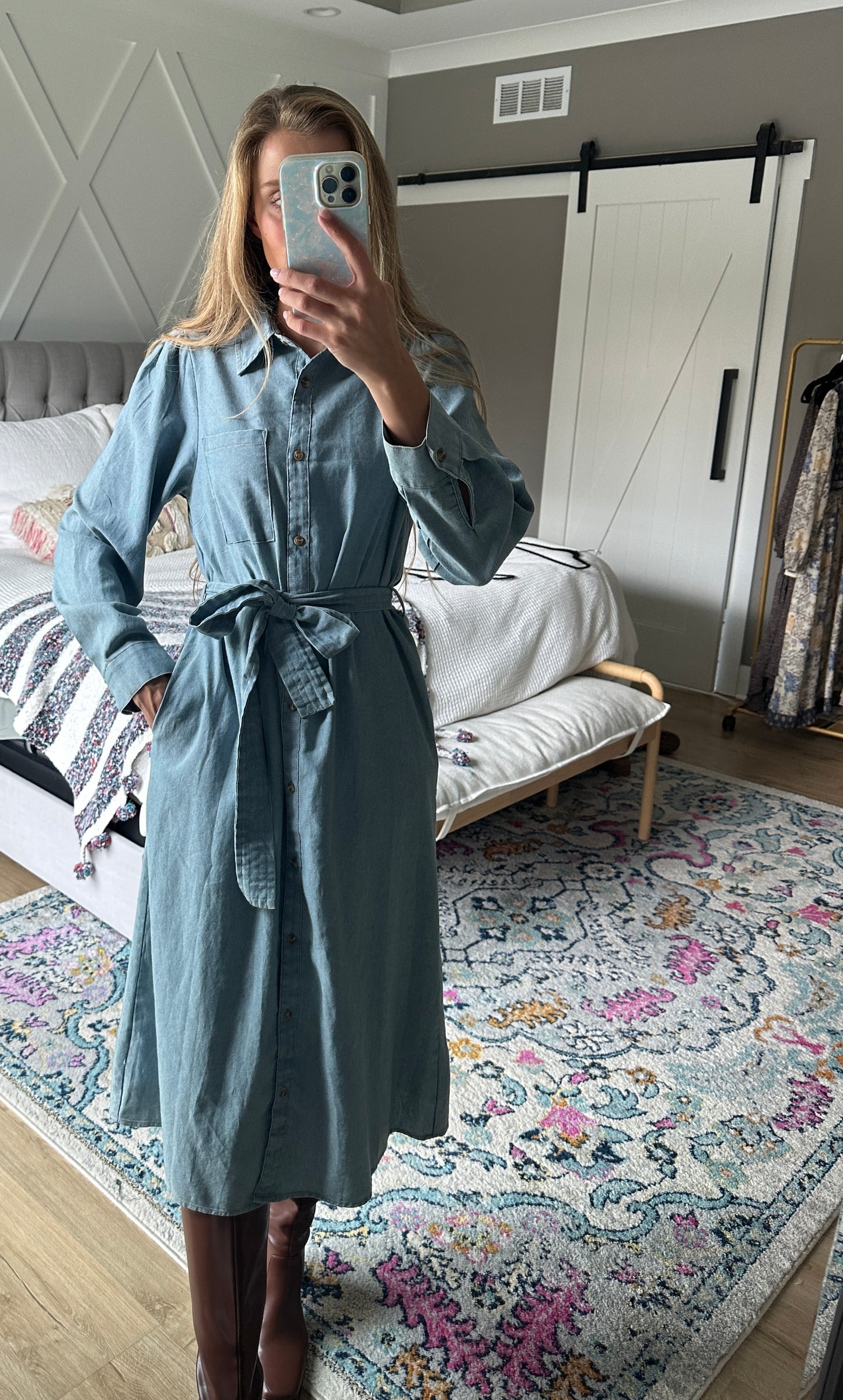 The Allison Chambray Shirt Dress