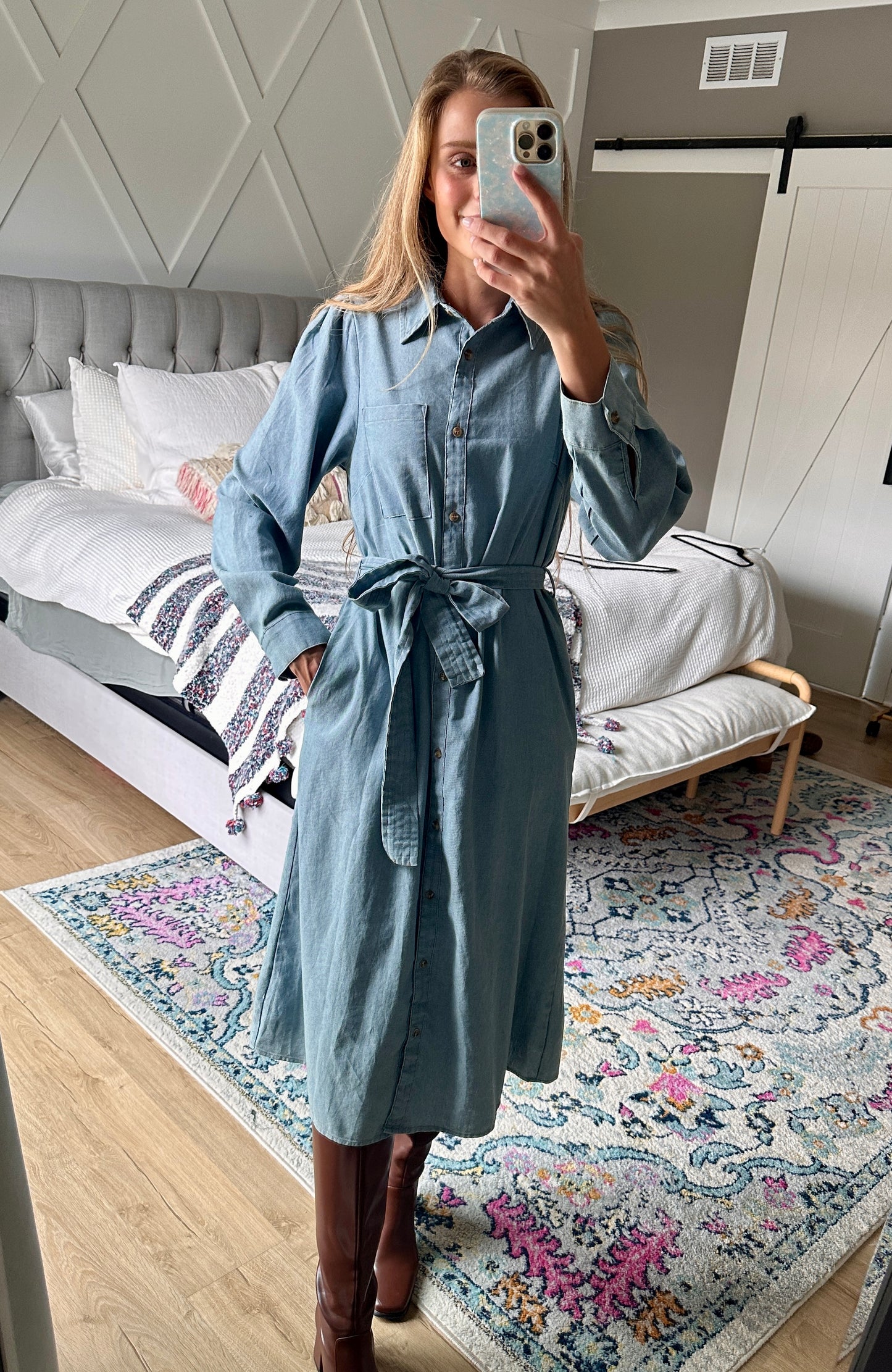 The Allison Chambray Shirt Dress