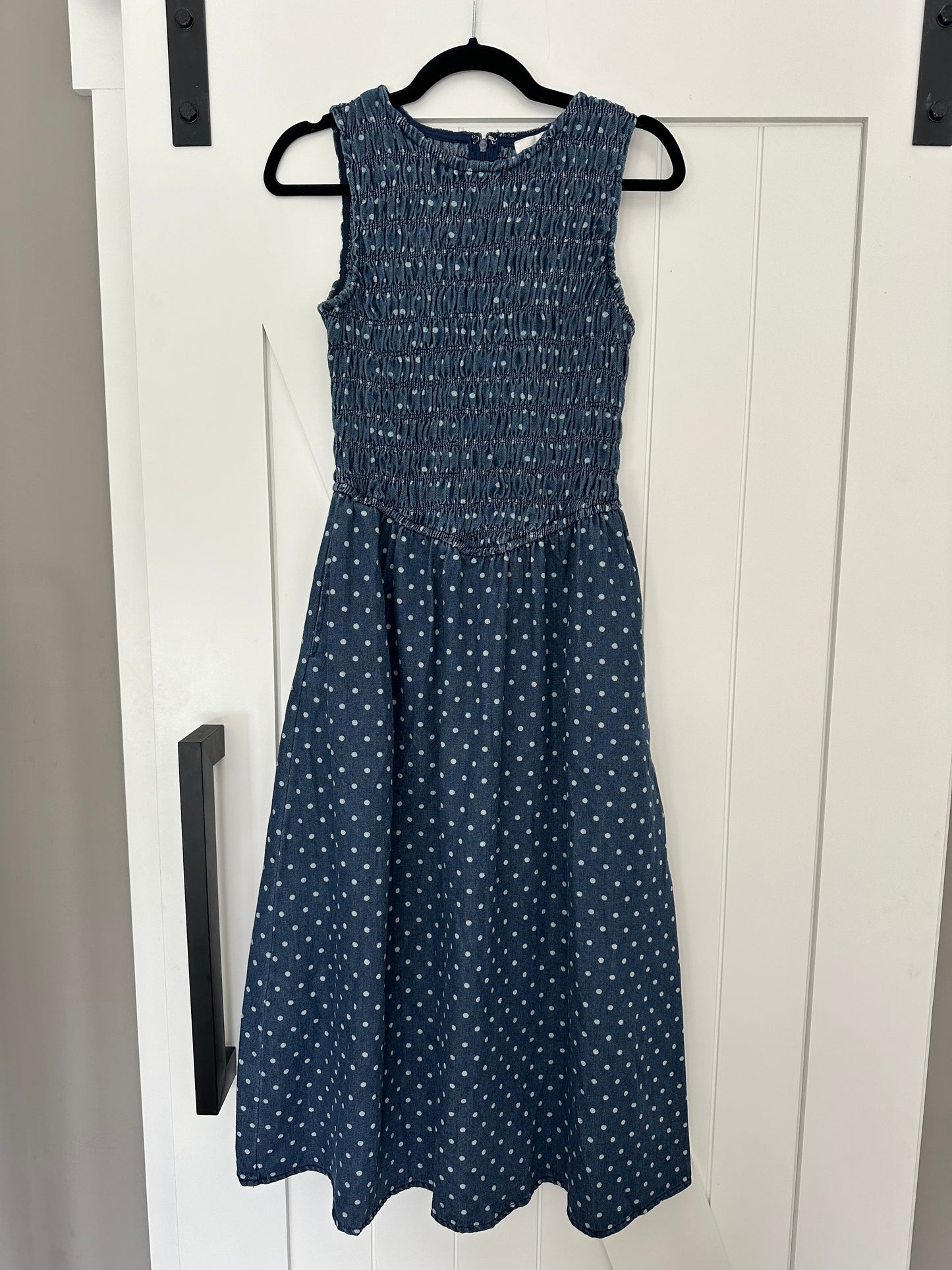 The Demi Smocked Drop Waist  Denim Dress