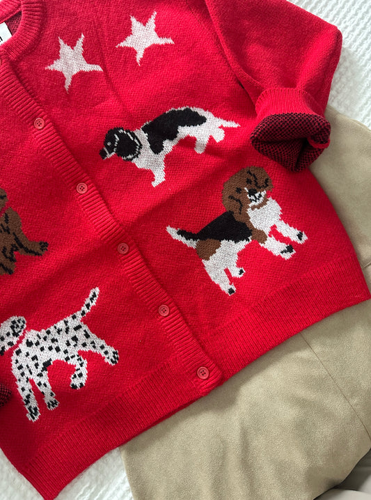 The Good Dog Oversized Cardigan in Red