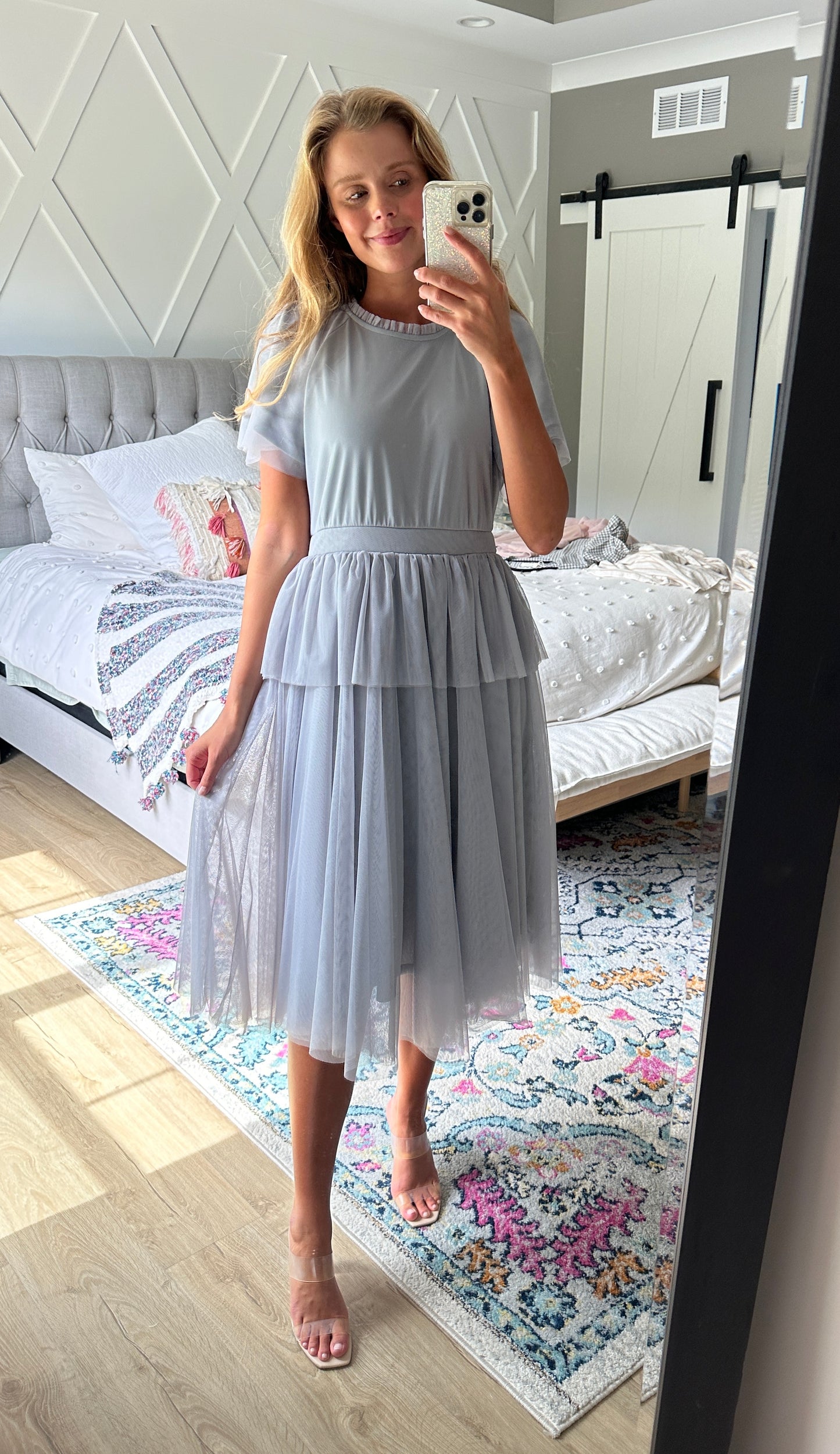 The Penelope Tulle Dress in Slate Blue