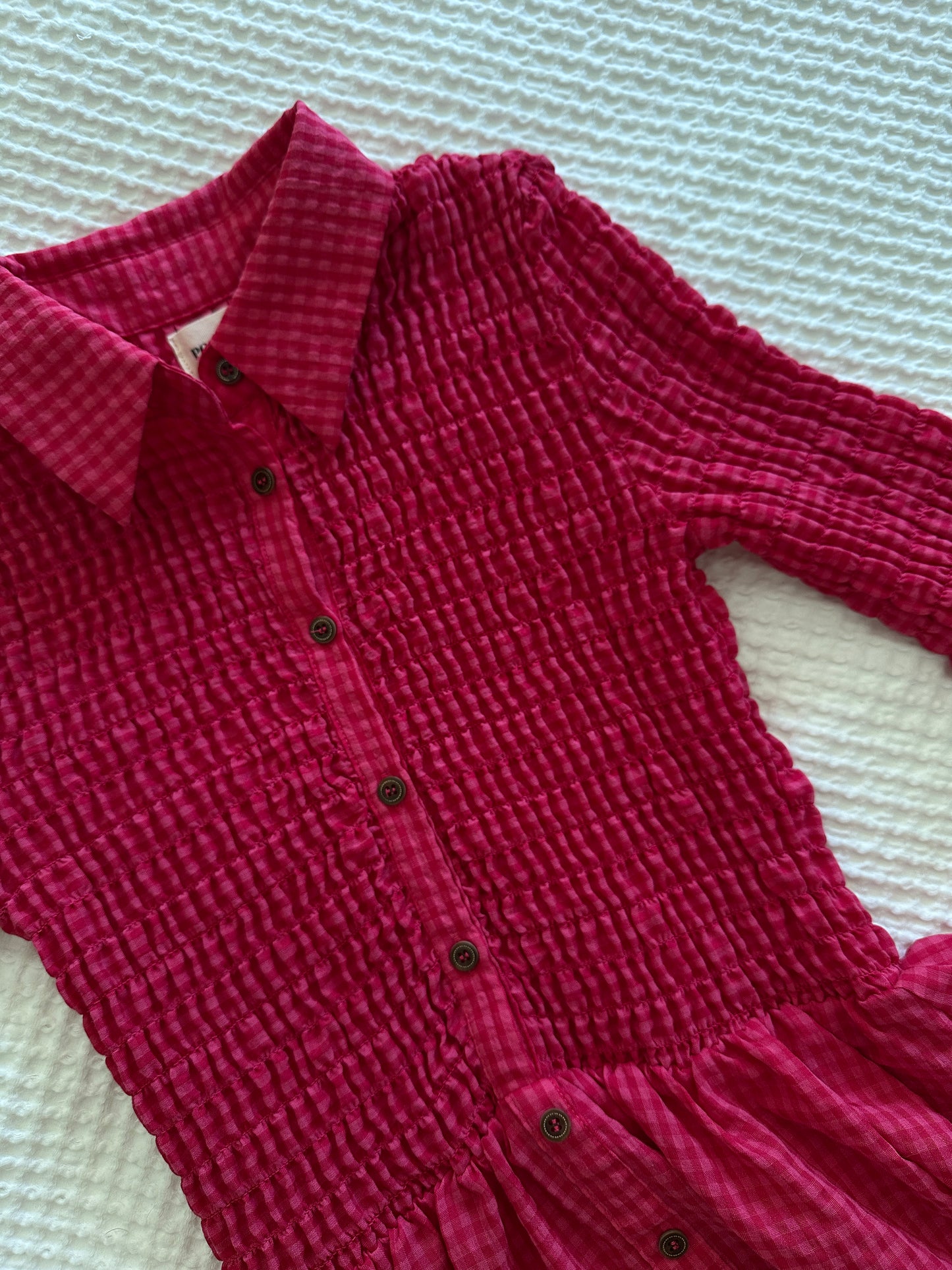 The Valentine Smocked Dress in Hot Pink Gingham