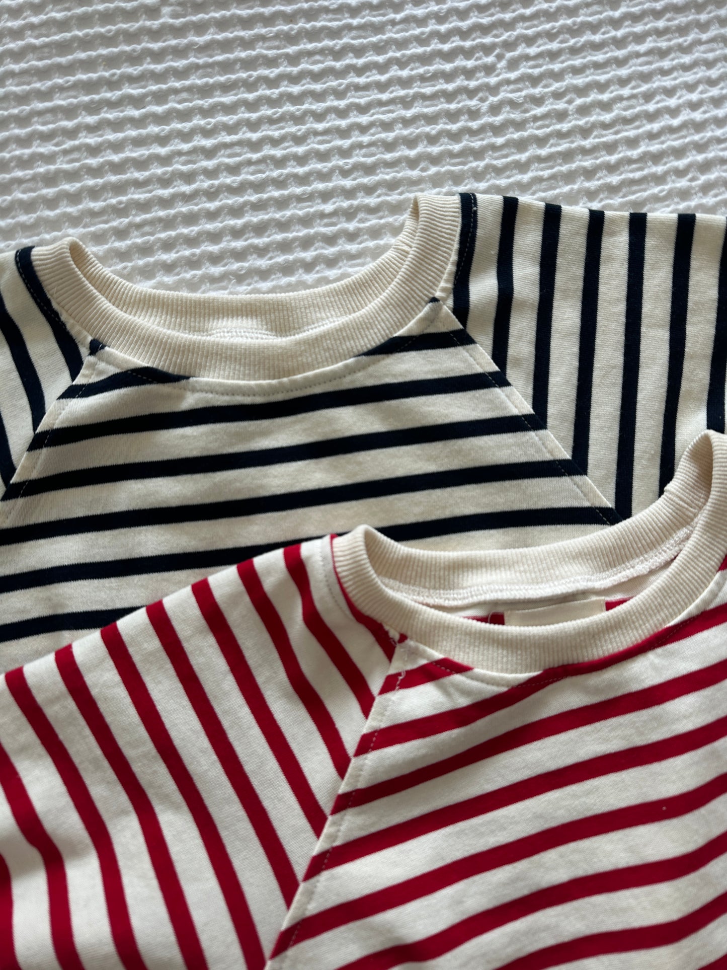 The Hayden Cotton Sweatshirt Dress in Navy Stripes