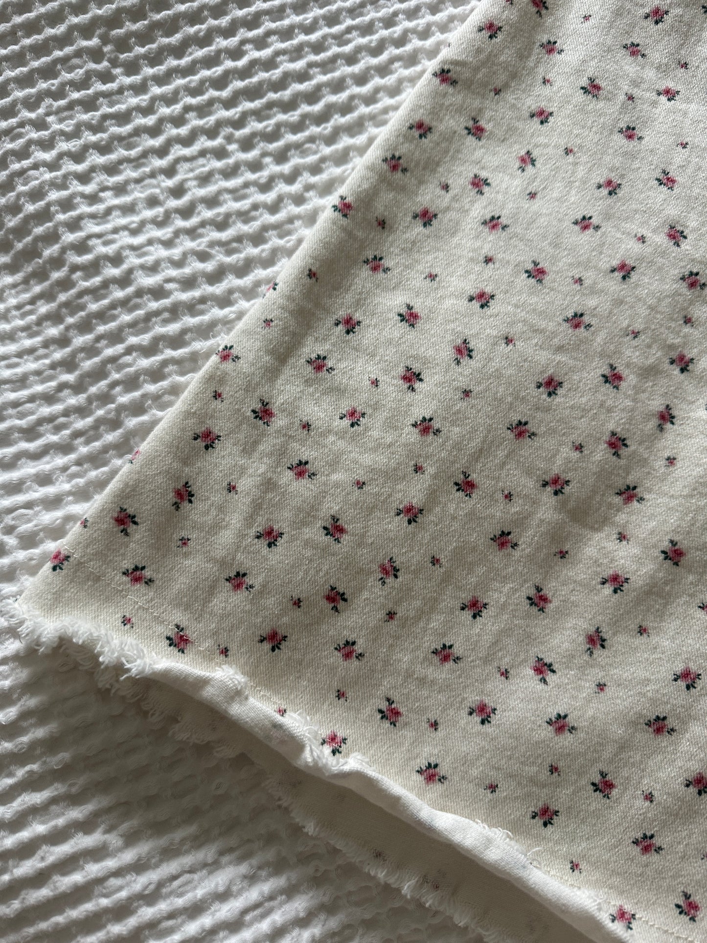 The Annie Denim Skirt in Cream Floral