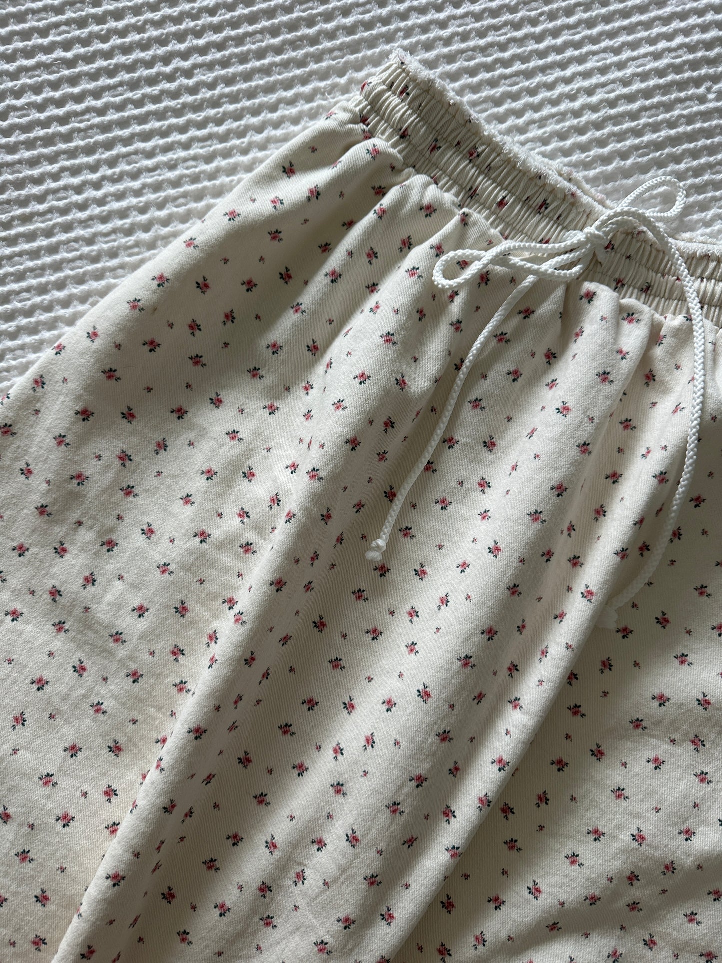 The Annie Denim Skirt in Cream Floral