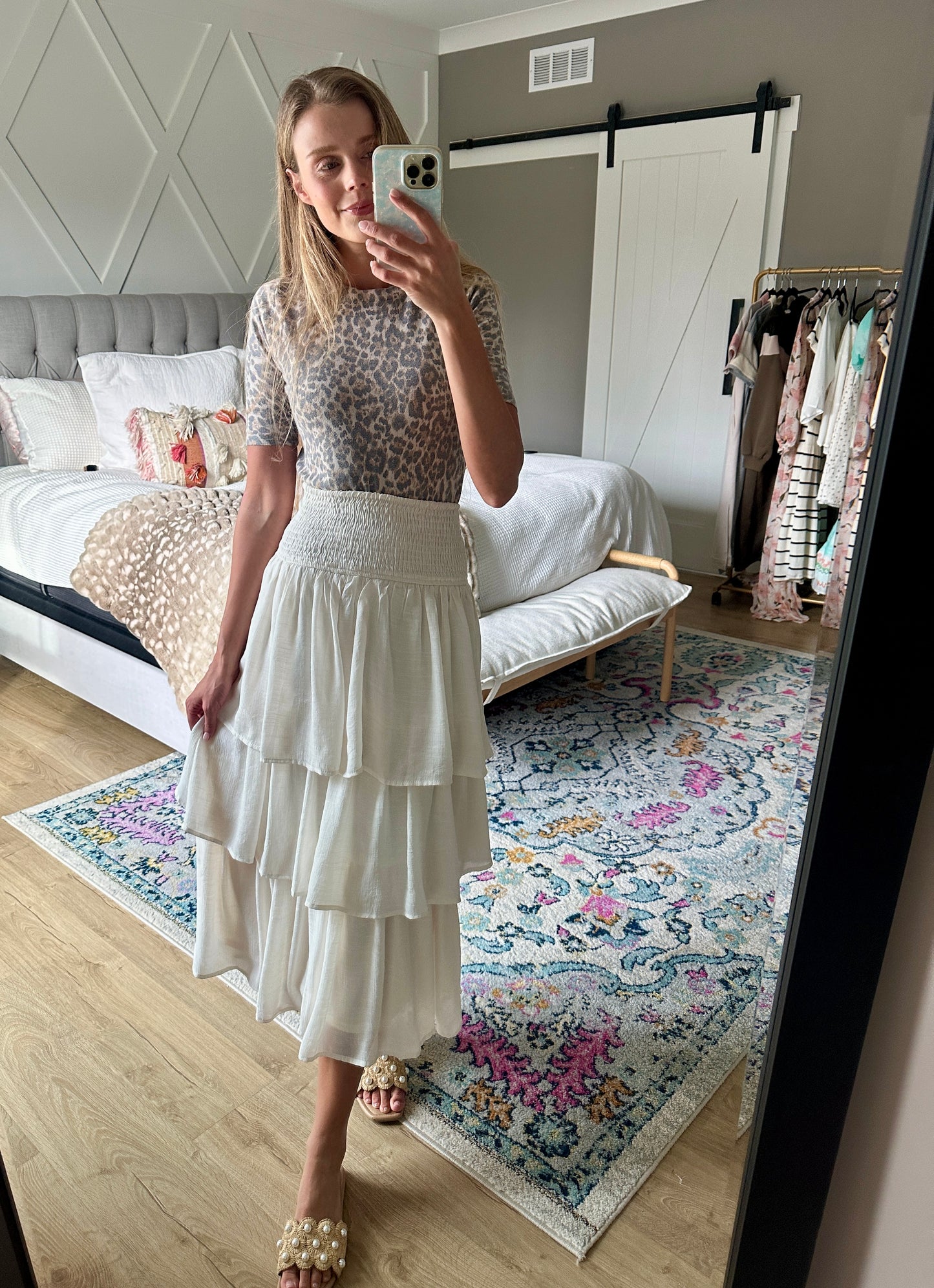 The Vera Ruffle Maxi Skirt in Cream