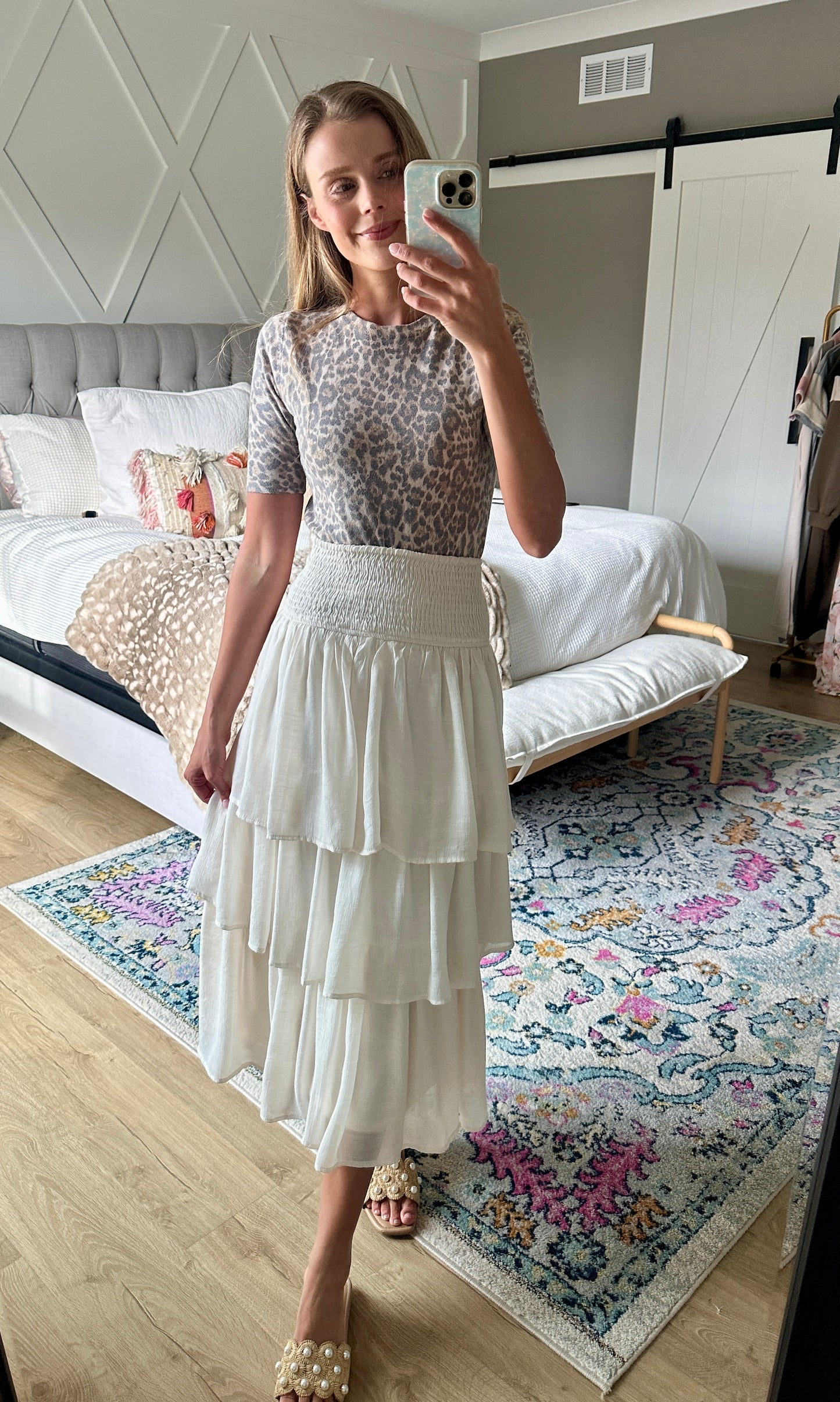 The Vera Ruffle Maxi Skirt in Cream